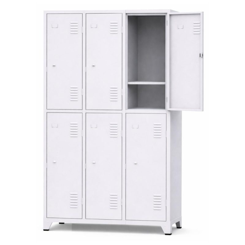 Armário Roupeiro de Aço c/ 06 Portas Grandes com Divisória  - 1,96x0,93x0,36m - 10993