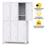 Armário Roupeiro de Aço c/ 06 Portas Grandes com Divisória  - 1,96x0,93x0,36m - 10993