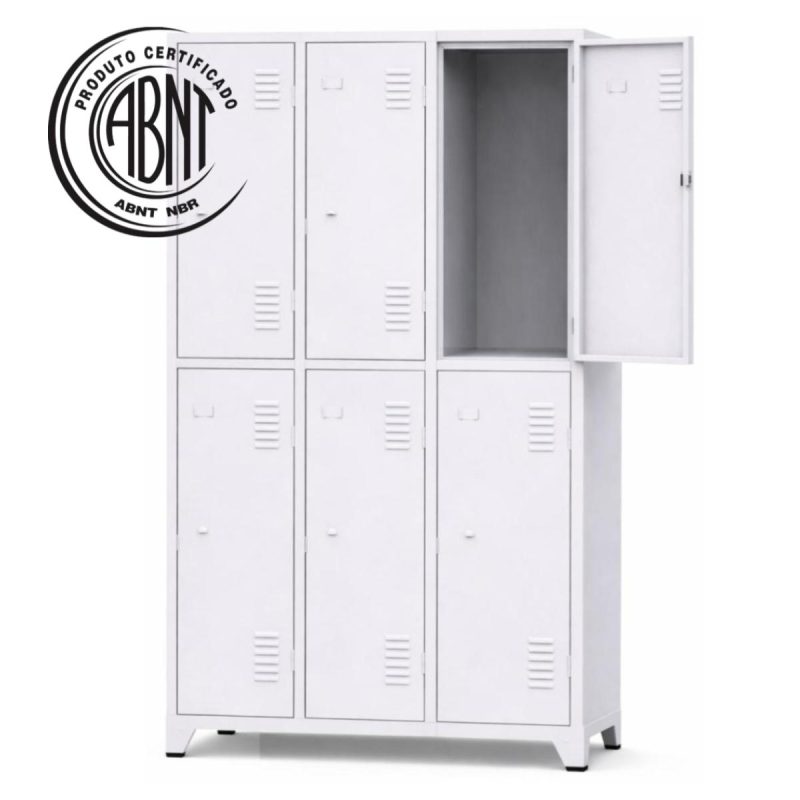 Armário Roupeiro de Aço c/ 06 Portas Grandes  - 1,96x0,93x0,36m - 10903