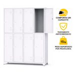 Armário Roupeiro de Aço c/ 08 Portas Grandes - 1,96x1,23x0,36m - 10904