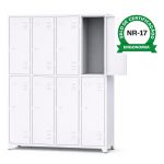 Armário Roupeiro de Aço c/ 08 Portas Grandes - 1,96x1,23x0,36m - 10904