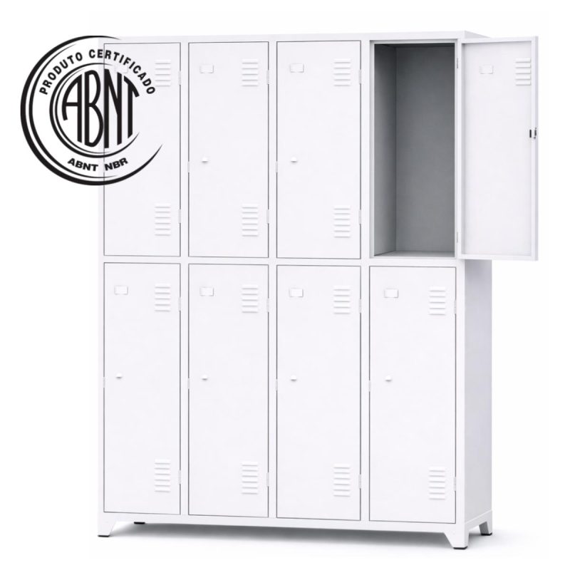 Armário Roupeiro de Aço c/ 08 Portas Grandes - 1,96x1,23x0,36m - 10904