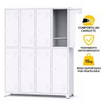 Armário Roupeiro de Aço c/ 08 Portas Grandes c/ Divisórias - 1,96x1,23x0,36m - 10994