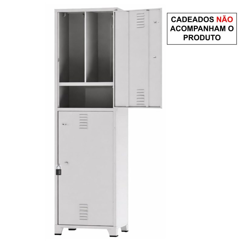 Armário Roupeiro de Aço Insalubre c/ 02 Portas - 1,96x0,50x0,41m - 10921