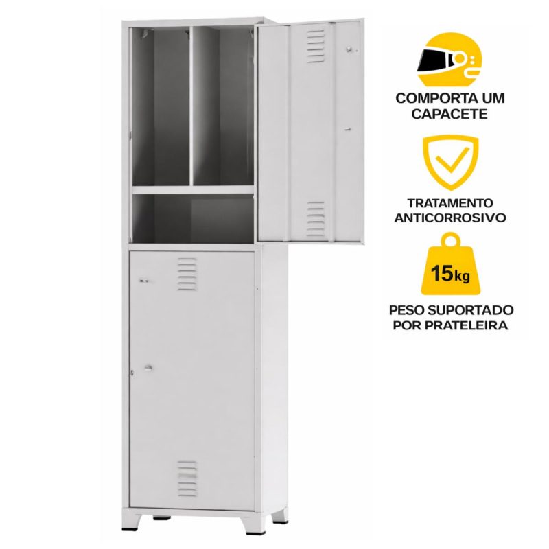 Armário Roupeiro de Aço Insalubre c/ 02 Portas - 1,96x0,50x0,41m - 10921
