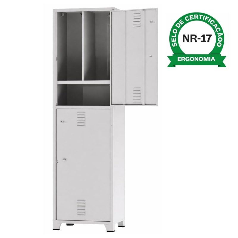 Armário Roupeiro de Aço Insalubre c/ 02 Portas - 1,96x0,50x0,41m - 10921