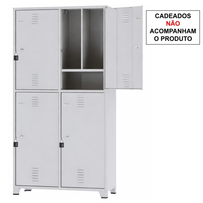 Armário Roupeiro de Aço Insalubre c/ 04 Portas - 1,96x1,00x0,41m - 10922