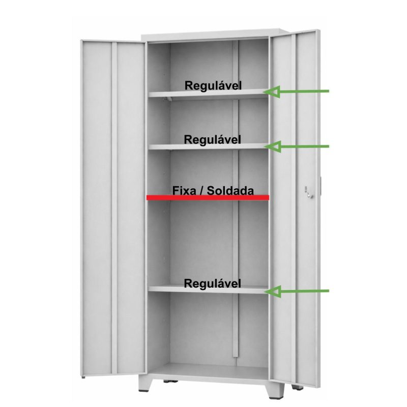 Armário de Aço Multiuso PA-120 - 1,94x1,20x0,40m - Cinza - 17323