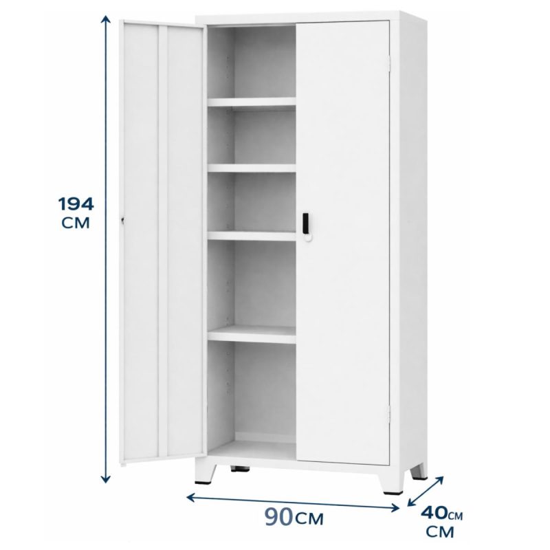 Armário de Aço Multiuso PA-90 - Chapa Pesada - 1,94x0,90x0,40m - Cinza - 17324