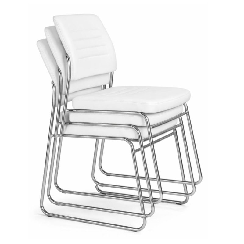 Cadeira Interlocutor Estofada RIVER - Cor BRANCA - 48106