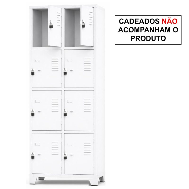 Armário Roupeiro de Aço c/ 08 Portas Pequenas - 1,96x0,63x0,35m - 10906