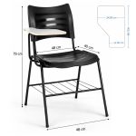 Cadeira Universitária Plástica Prancheta MDF - COR PRETO - MRPLAST - 34014