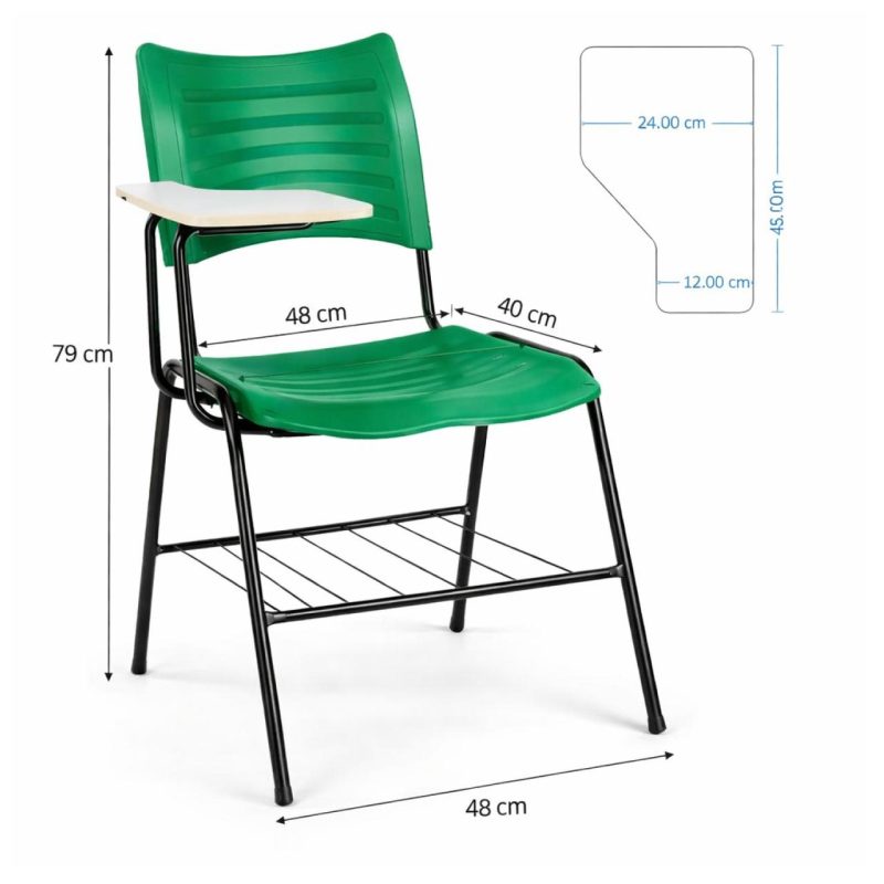 Cadeira Universitária Plástica Prancheta MDF - COR VERDE - MRPLAST - 34012
