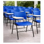Cadeira Universitária Plástica Prancheta MDF - COR AZUL - MRPLAST - 34013