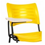 Cadeira Universitária Plástica Prancheta MDF - COR AMARELO - MRPLAST - 34010