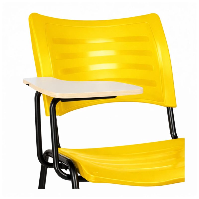 Cadeira Universitária Plástica Prancheta MDF - COR AMARELO - MRPLAST - 34010