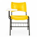 Cadeira Universitária Plástica Prancheta MDF - COR AMARELO - MRPLAST - 34010