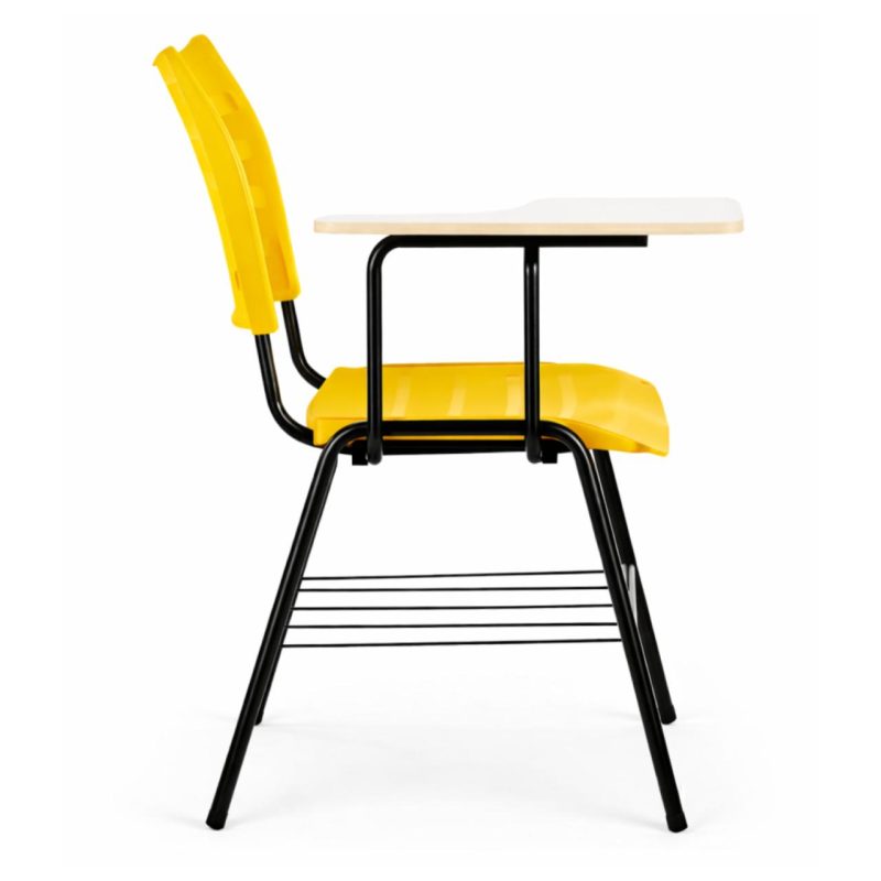 Cadeira Universitária Plástica Prancheta MDF - COR AMARELO - MRPLAST - 34010