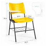 Cadeira Universitária Plástica Prancheta MDF - COR AMARELO - MRPLAST - 34010