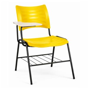 Cadeira Universitária Plástica Prancheta MDF - COR AMARELO - MRPLAST - 34010