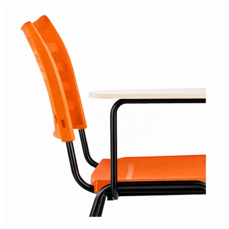 Cadeira Universitária Plástica Prancheta MDF - COR LARANJA - MRPLAST - 34009