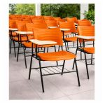 Cadeira Universitária Plástica Prancheta MDF - COR LARANJA - MRPLAST - 34009