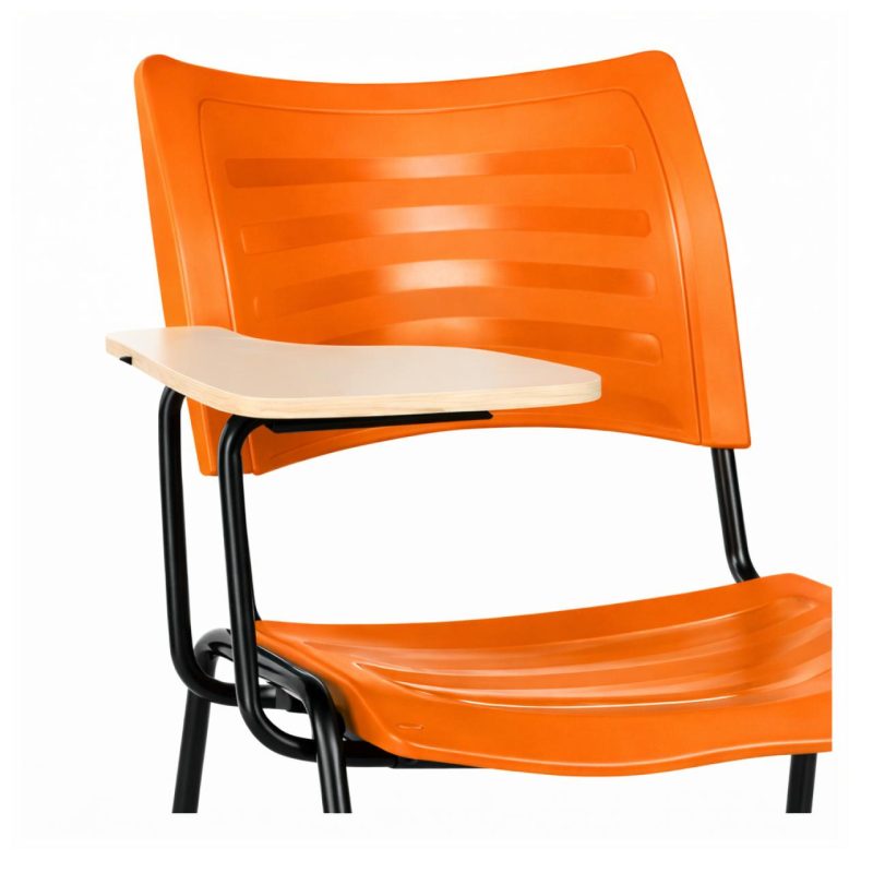 Cadeira Universitária Plástica Prancheta MDF - COR LARANJA - MRPLAST - 34009
