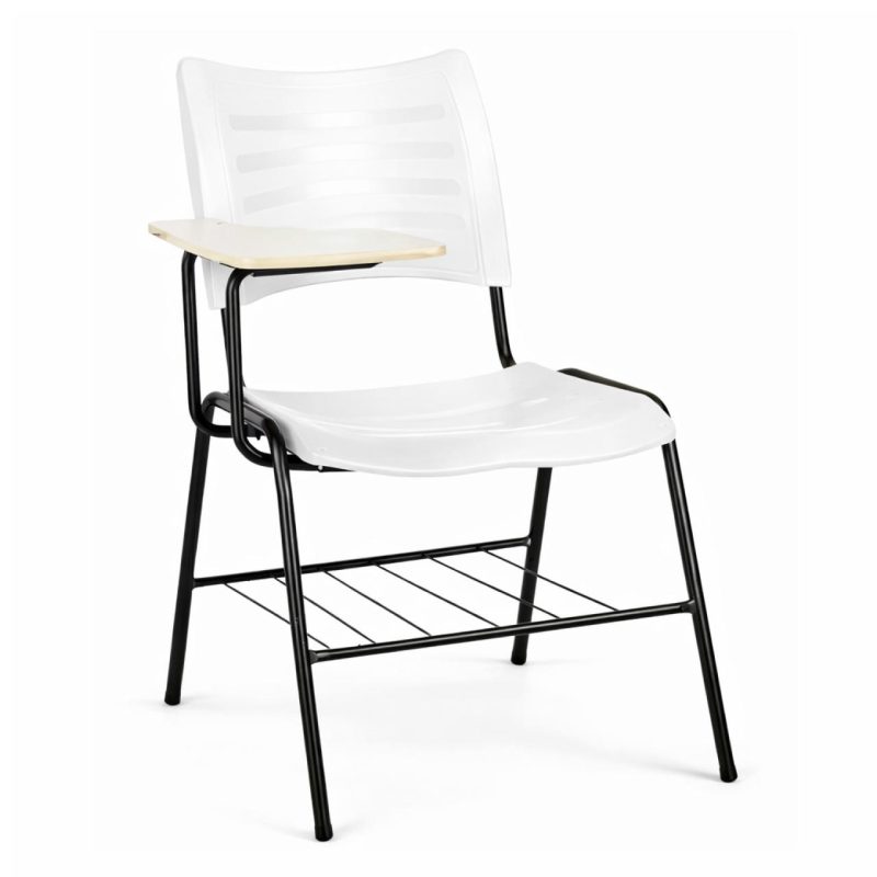 Cadeira Universitária Plástica Prancheta MDF - COR BRANCO - MRPLAST - 34030
