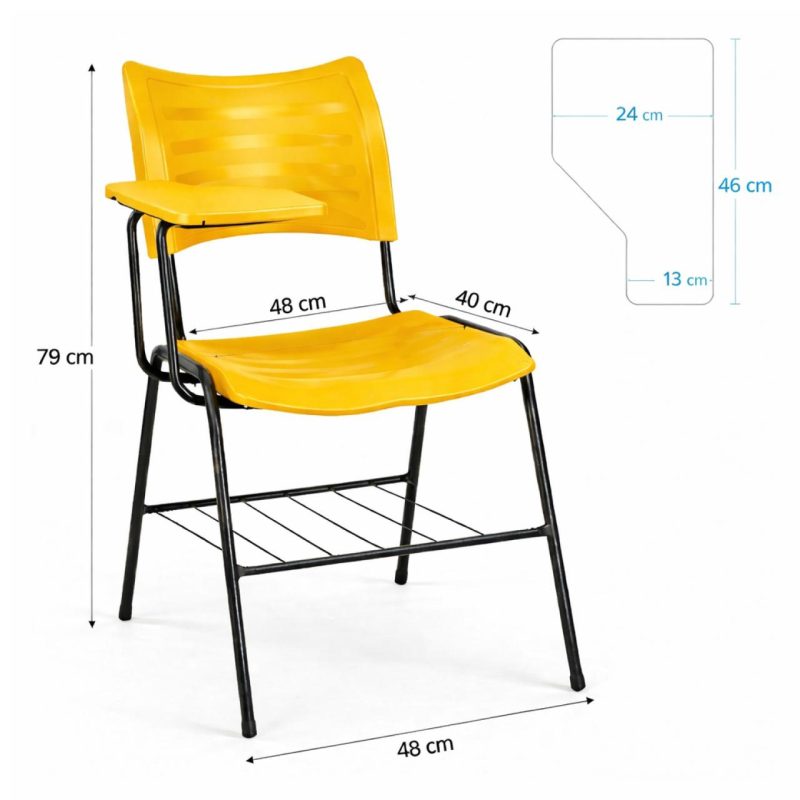 Cadeira Universitária Plástica Prancheta PLÁSTICA - COR AMARELO - 54010