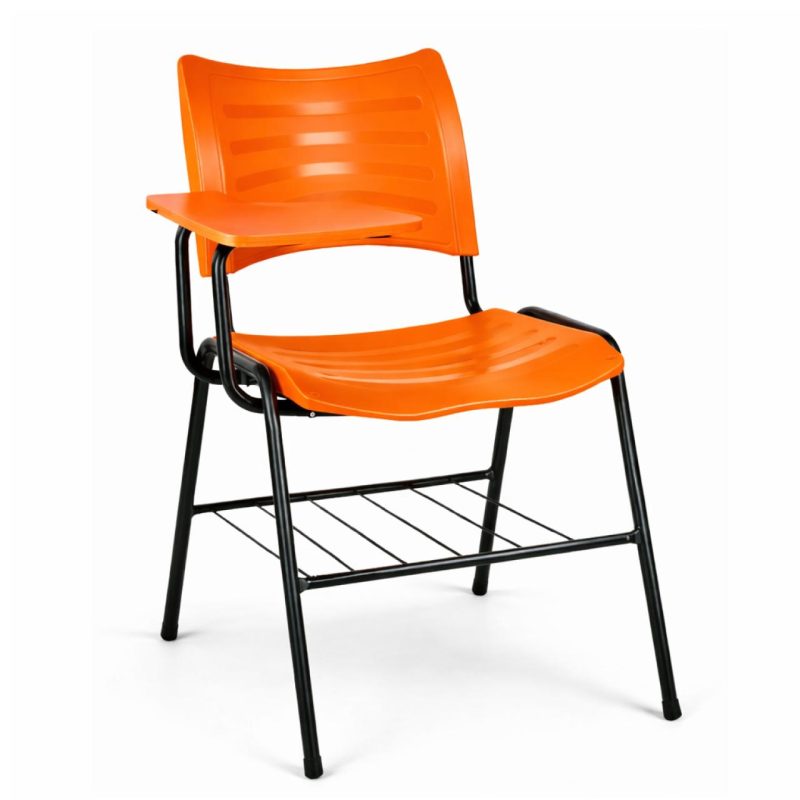 Cadeira Universitária Plástica Prancheta MDF - COR LARANJA - MRPLAST - 34009
