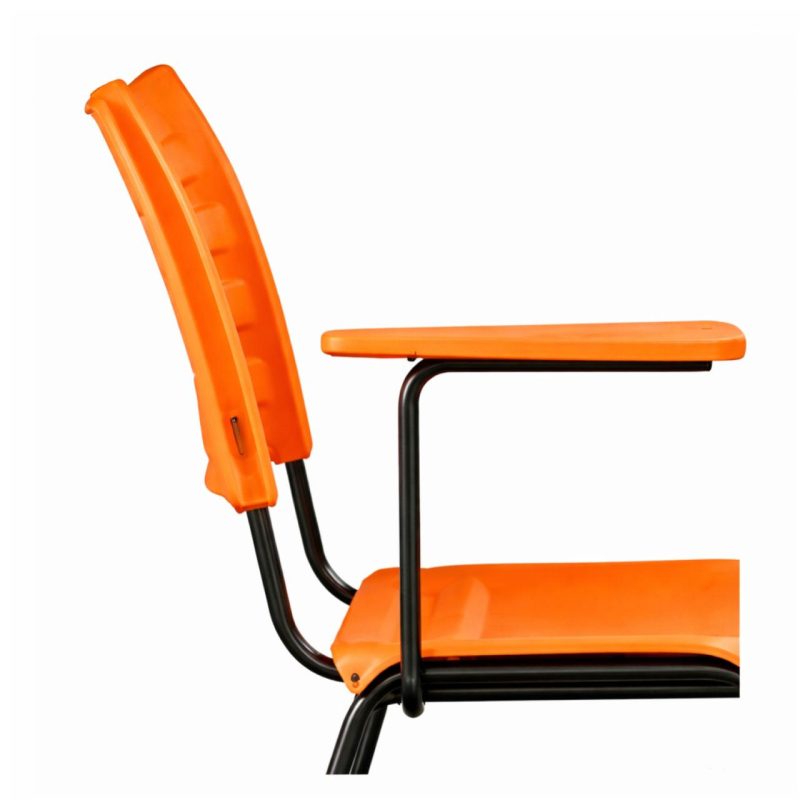 Cadeira Universitária Plástica Prancheta MDF - COR LARANJA - MRPLAST - 34009