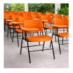 Cadeira Universitária Plástica Prancheta MDF - COR LARANJA - MRPLAST - 34009