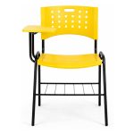 Cadeira Plástica Universitária PRANCHETA PLÁSTICA com Porta Livros - Cor Amarela - 32021