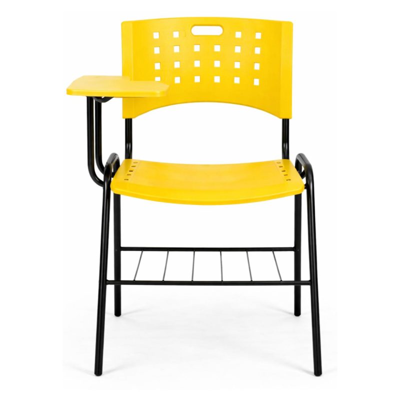 Cadeira Plástica Universitária PRANCHETA PLÁSTICA com Porta Livros - Cor Amarela - 32021