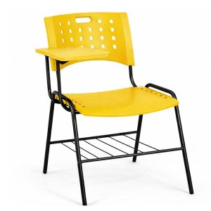 Cadeira Plástica Universitária PRANCHETA PLÁSTICA com Porta Livros - Cor Amarela - 32021