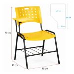 Cadeira Plástica Universitária PRANCHETA PLÁSTICA com Porta Livros - Cor Amarela - 32021