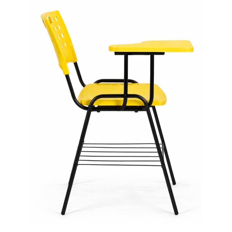 Cadeira Plástica Universitária PRANCHETA PLÁSTICA com Porta Livros - Cor Amarela - 32021