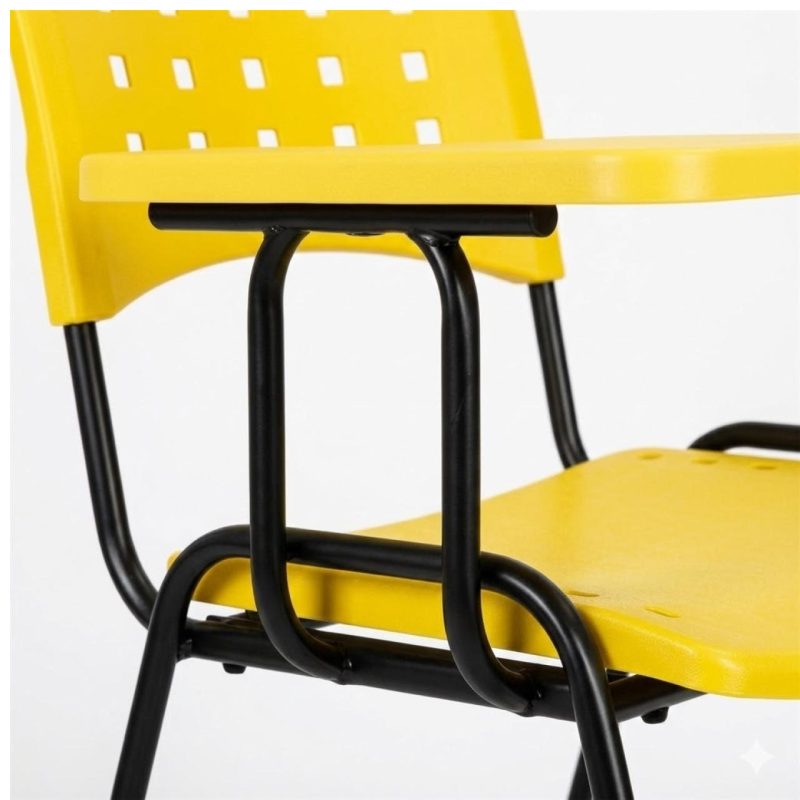 Cadeira Plástica Universitária PRANCHETA PLÁSTICA com Porta Livros - Cor Amarela - 32021