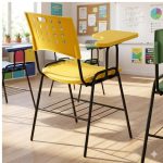 Cadeira Plástica Universitária PRANCHETA PLÁSTICA com Porta Livros - Cor Amarela - 32021