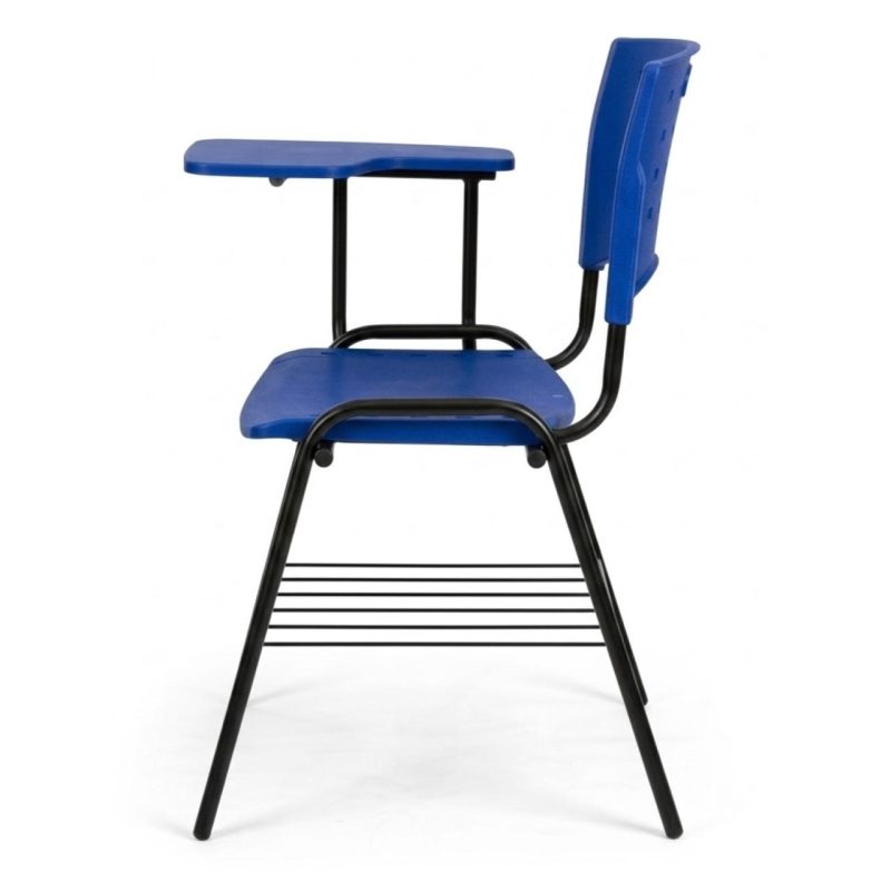 Cadeira Plástica Universitária PRANCHETA PLÁSTICA com Porta Livros - Cor Azul - 32019