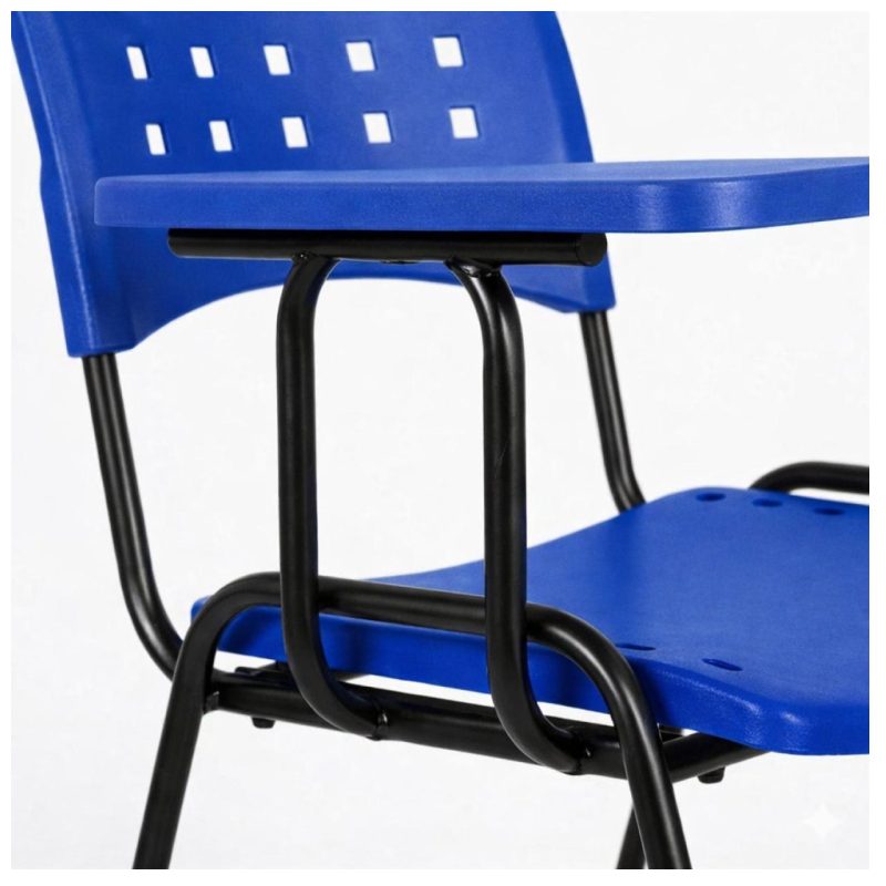 Cadeira Plástica Universitária PRANCHETA PLÁSTICA com Porta Livros - Cor Azul - 32019