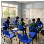 Cadeira Plástica Universitária PRANCHETA PLÁSTICA com Porta Livros - Cor Azul - 32019