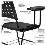 Carteira Universitária PRANCHETA PLÁSTICA c/ Porta Livros - Cor Preto - REALPLAST - 32013