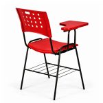 Cadeira Plástica Universitária PRANCHETA PLÁSTICA com Porta Livros - Cor Vermelho - 32020