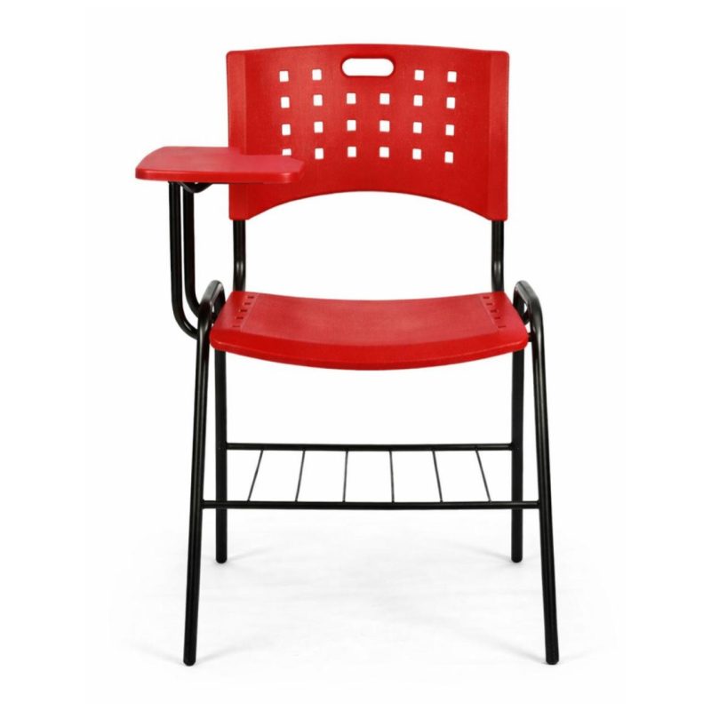 Cadeira Plástica Universitária PRANCHETA PLÁSTICA com Porta Livros - Cor Vermelho - 32020
