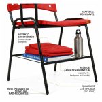 Cadeira Plástica Universitária PRANCHETA PLÁSTICA com Porta Livros - Cor Vermelho - 32020