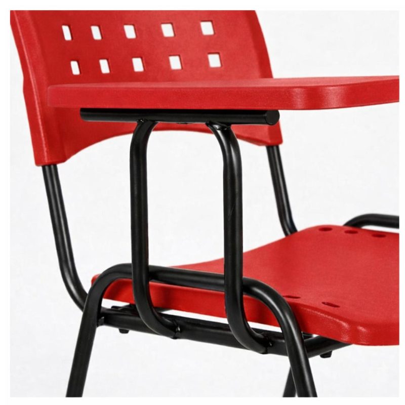 Cadeira Plástica Universitária PRANCHETA PLÁSTICA com Porta Livros - Cor Vermelho - 32020
