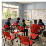 Cadeira Plástica Universitária PRANCHETA PLÁSTICA com Porta Livros - Cor Vermelho - 32020