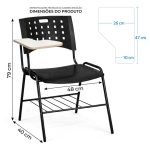 Cadeira Universitária Plástica com PRANCHETA de MDF - Cor Preto - 32001