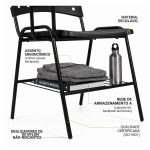 Cadeira Universitária Plástica com PRANCHETA de MDF - Cor Preto - 32001